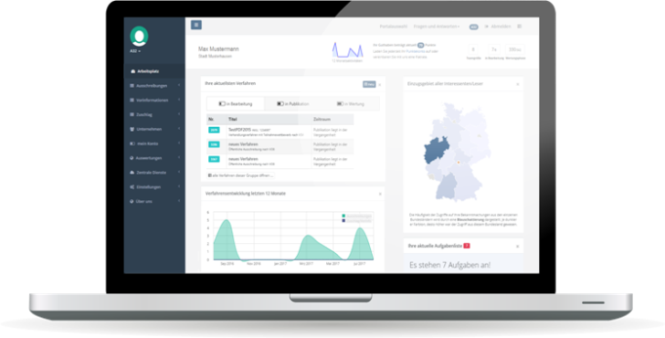 Vergabeportal auf Laptop